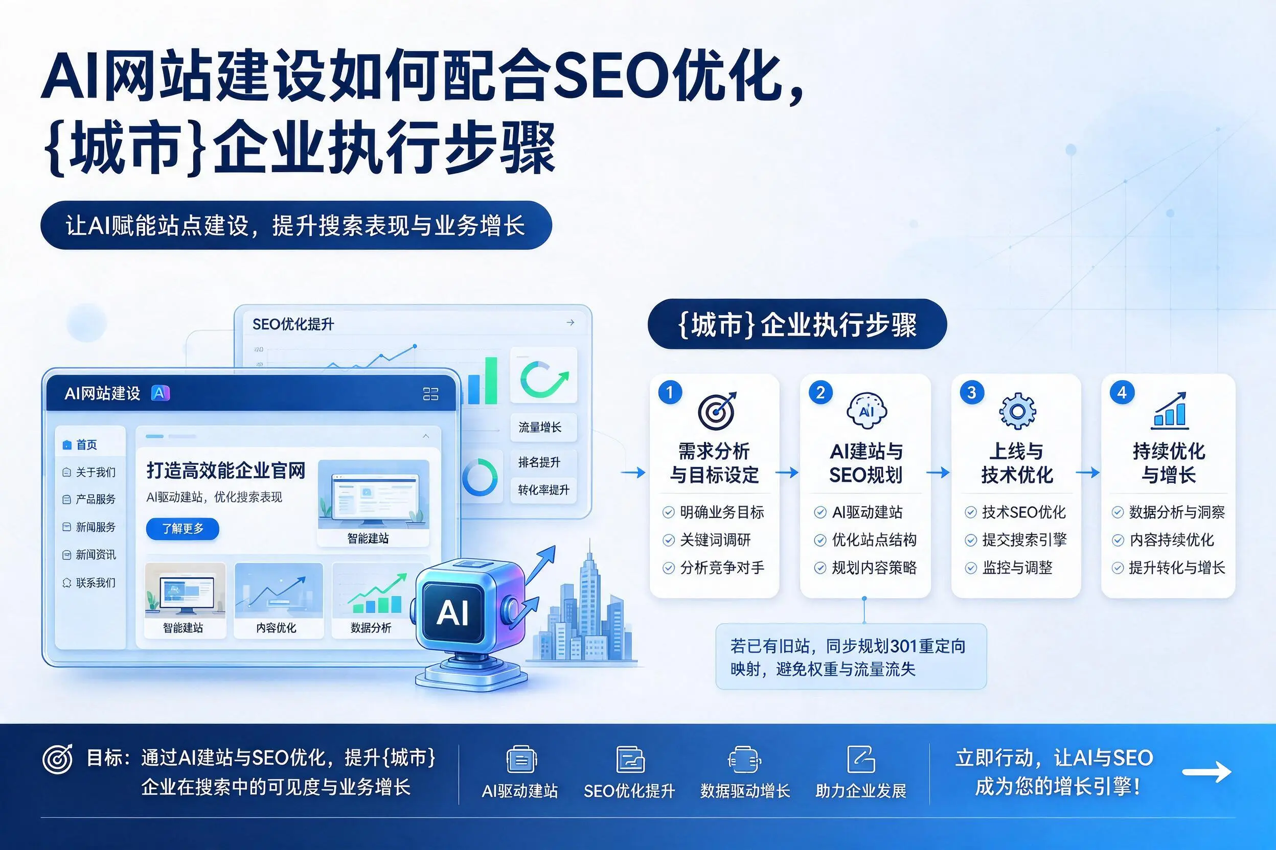AI网站建设如何配合SEO优化,厦门企业执行步骤
